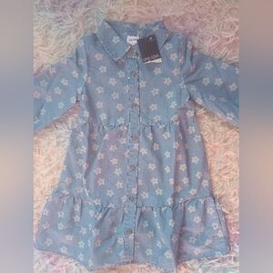 🌺 Okie Dokie Toddler Girl Daisy Chambray Spring Dress NWT!